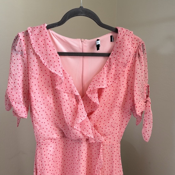 Lulus polka dot midi dress high low Galentines dress - Picture 4 of 16